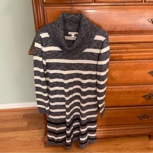 Westport 1962 Navy and White Striped Cowl Neck Sweater Dress